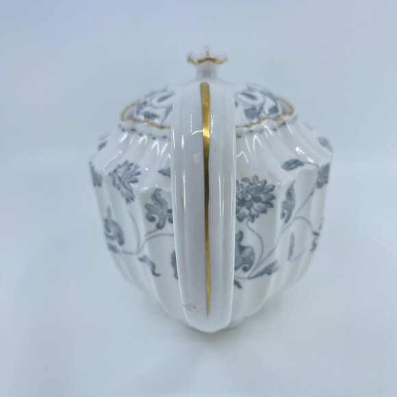 spode colonel gray bone china tea coffee pot floral garland gold trim - Picture 4 of 8